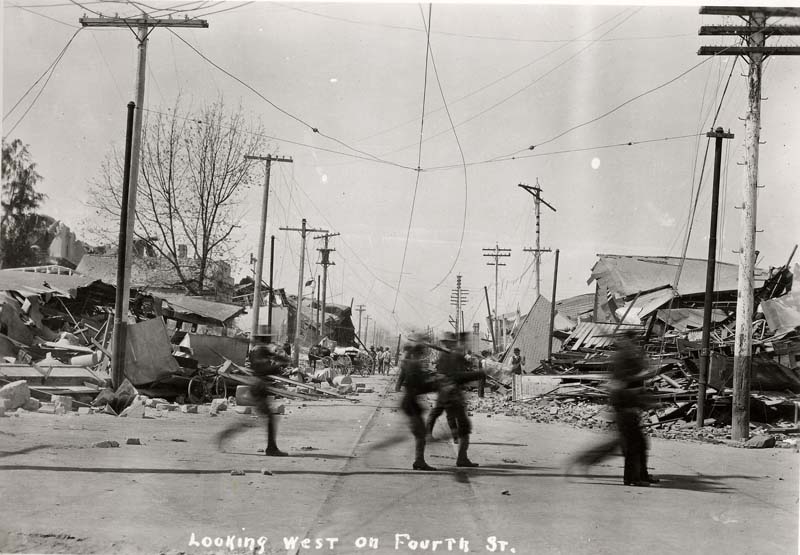 84.0.6  Looking West on Fourth St., soldiers in motion